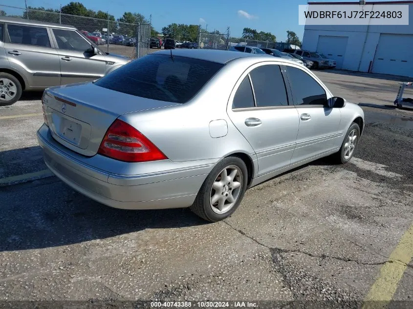 2002 Mercedes-Benz C 240 VIN: WDBRF61J72F224803 Lot: 40743388