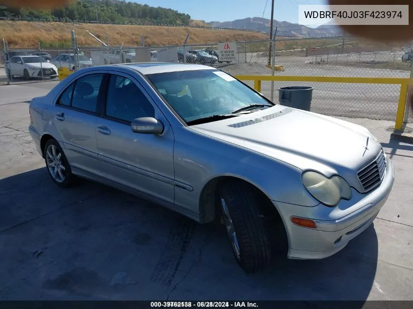 2003 Mercedes-Benz C-Class 1.8L VIN: WDBRF40J03F423974 Lot: 39762138