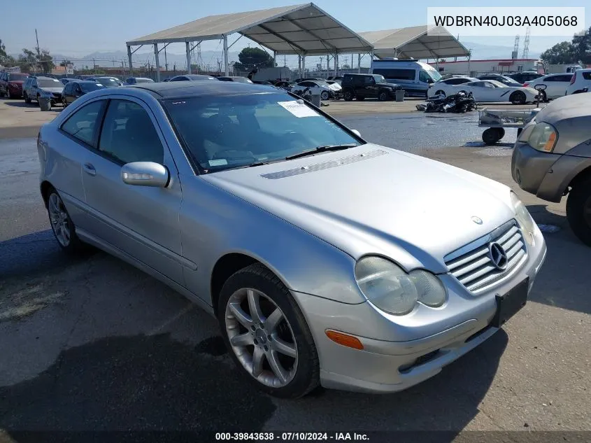 2003 Mercedes-Benz C-Class 1.8L VIN: WDBRN40J03A405068 Lot: 39843638