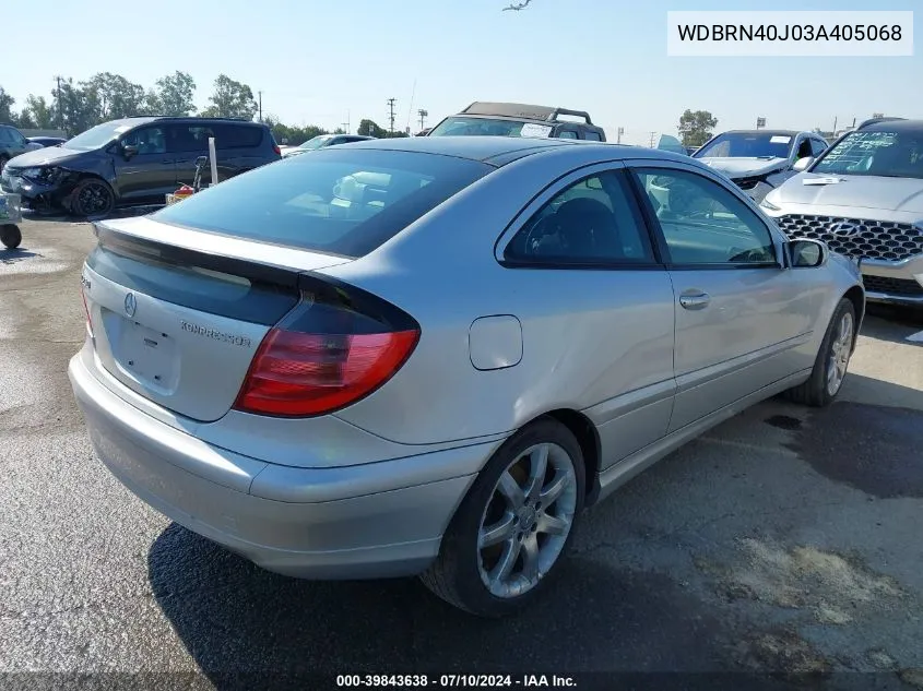 2003 Mercedes-Benz C-Class 1.8L VIN: WDBRN40J03A405068 Lot: 39843638