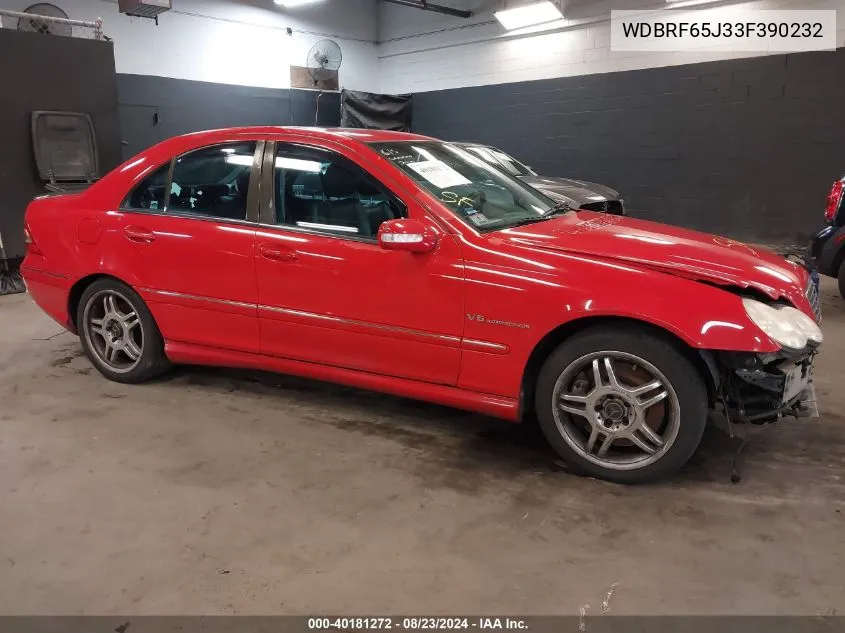 2003 Mercedes-Benz C 32 Amg VIN: WDBRF65J33F390232 Lot: 40181272