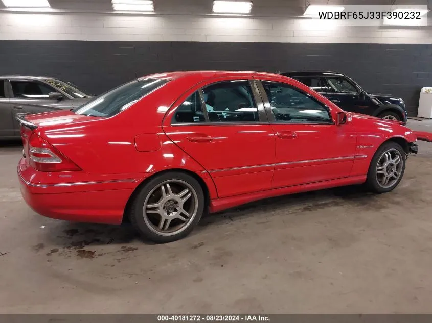 2003 Mercedes-Benz C 32 Amg VIN: WDBRF65J33F390232 Lot: 40181272