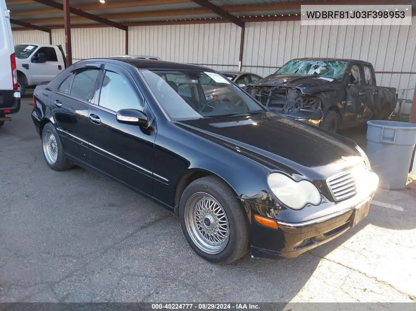 2003 Mercedes-Benz C 240 VIN: WDBRF81J03F398953 Lot: 40224777