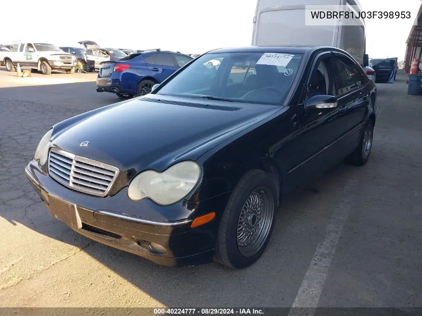 2003 Mercedes-Benz C 240 VIN: WDBRF81J03F398953 Lot: 40224777