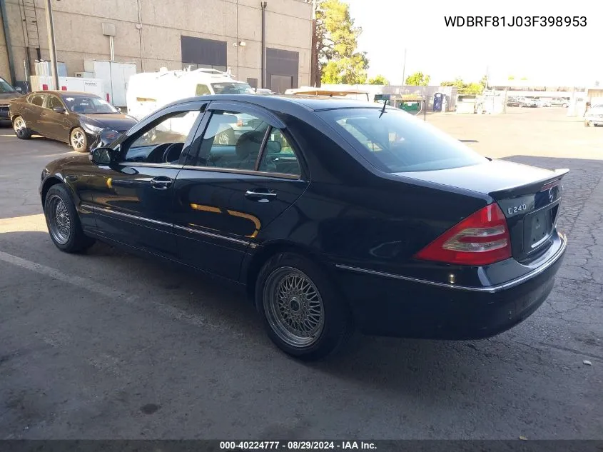 2003 Mercedes-Benz C 240 VIN: WDBRF81J03F398953 Lot: 40224777