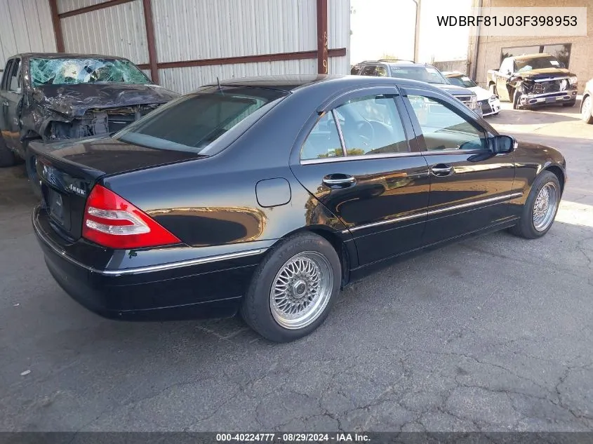 2003 Mercedes-Benz C 240 VIN: WDBRF81J03F398953 Lot: 40224777