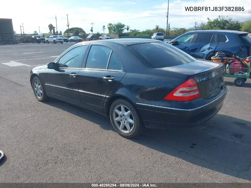 2003 Mercedes-Benz C 240 VIN: WDBRF81J83F382886 Lot: 40295294