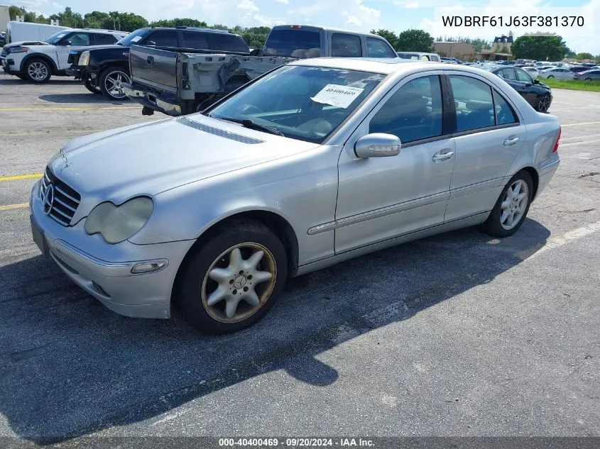 2003 Mercedes-Benz C 240 VIN: WDBRF61J63F381370 Lot: 40400469