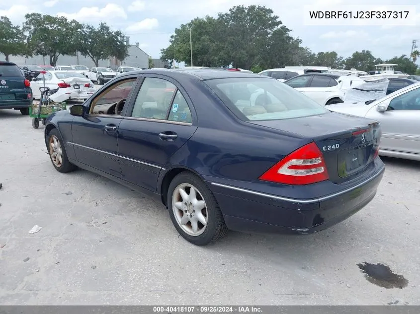 2003 Mercedes-Benz C 240 VIN: WDBRF61J23F337317 Lot: 40418107