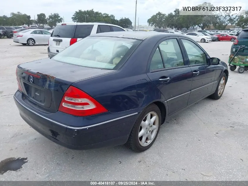 2003 Mercedes-Benz C 240 VIN: WDBRF61J23F337317 Lot: 40418107