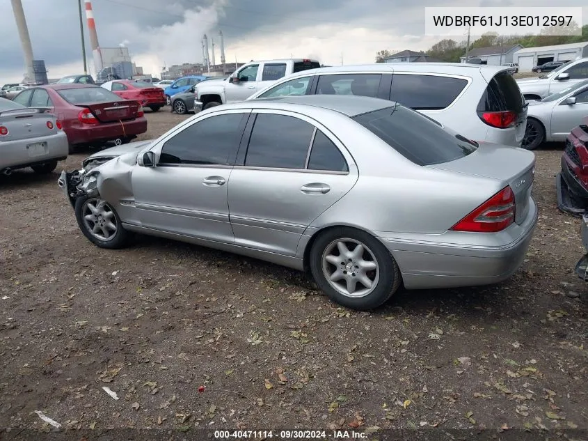 2003 Mercedes-Benz C 240 VIN: WDBRF61J13E012597 Lot: 40471114