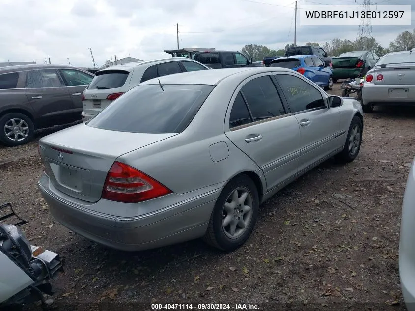 2003 Mercedes-Benz C 240 VIN: WDBRF61J13E012597 Lot: 40471114