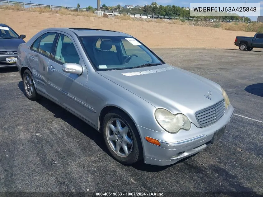 2003 Mercedes-Benz C 240 VIN: WDBRF61J63A425848 Lot: 40519663