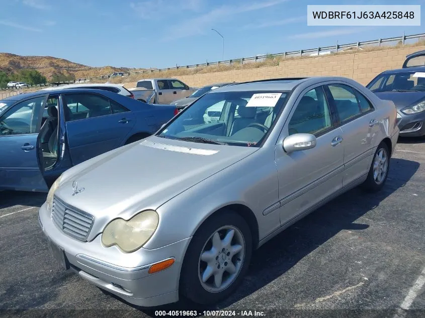 2003 Mercedes-Benz C 240 VIN: WDBRF61J63A425848 Lot: 40519663