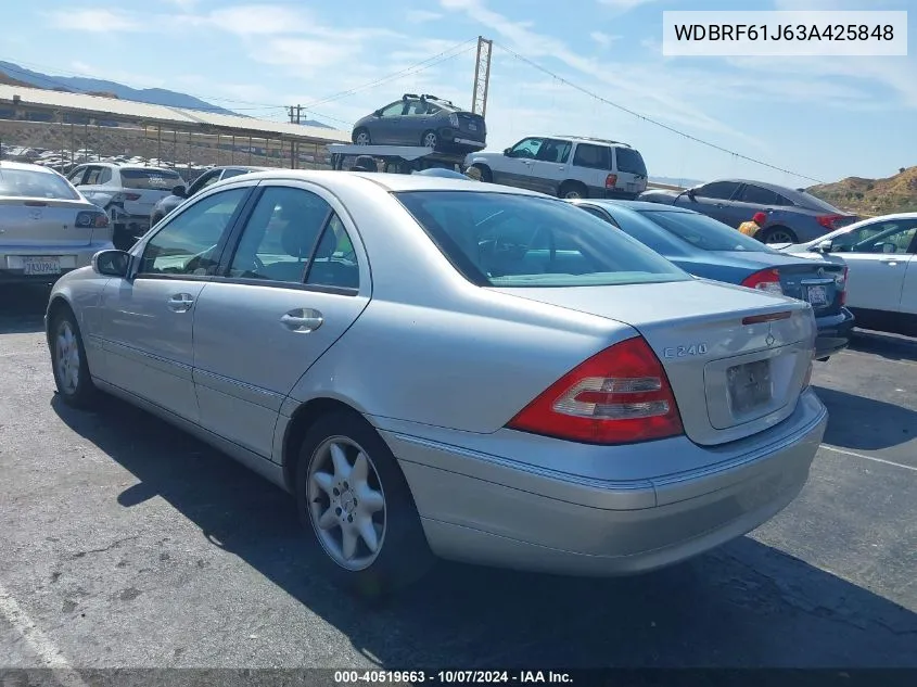 2003 Mercedes-Benz C 240 VIN: WDBRF61J63A425848 Lot: 40519663