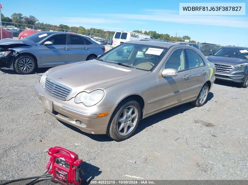 2003 Mercedes-Benz C 240 4Matic VIN: WDBRF81J63F387827 Lot: 40523215