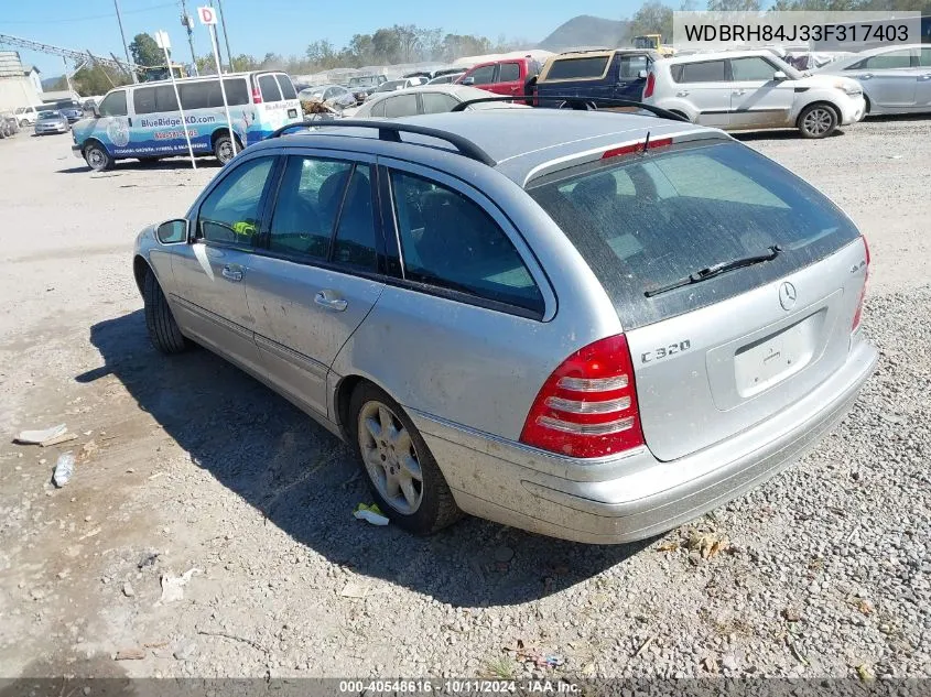 2003 Mercedes-Benz C 320 4Matic VIN: WDBRH84J33F317403 Lot: 40548616