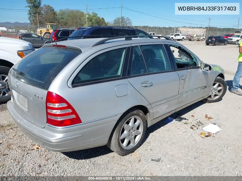 2003 Mercedes-Benz C 320 4Matic VIN: WDBRH84J33F317403 Lot: 40548616