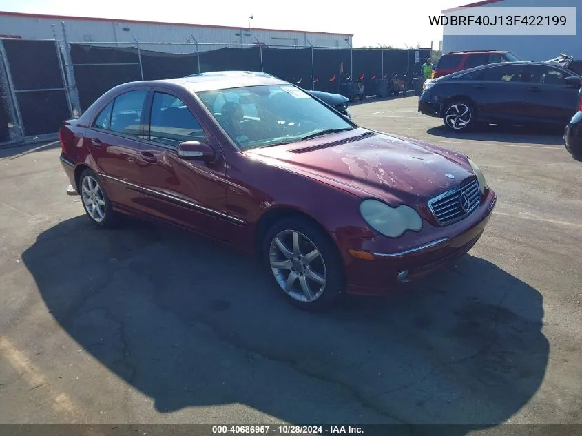 2003 Mercedes-Benz C 230 Kompressor Sport VIN: WDBRF40J13F422199 Lot: 40686957