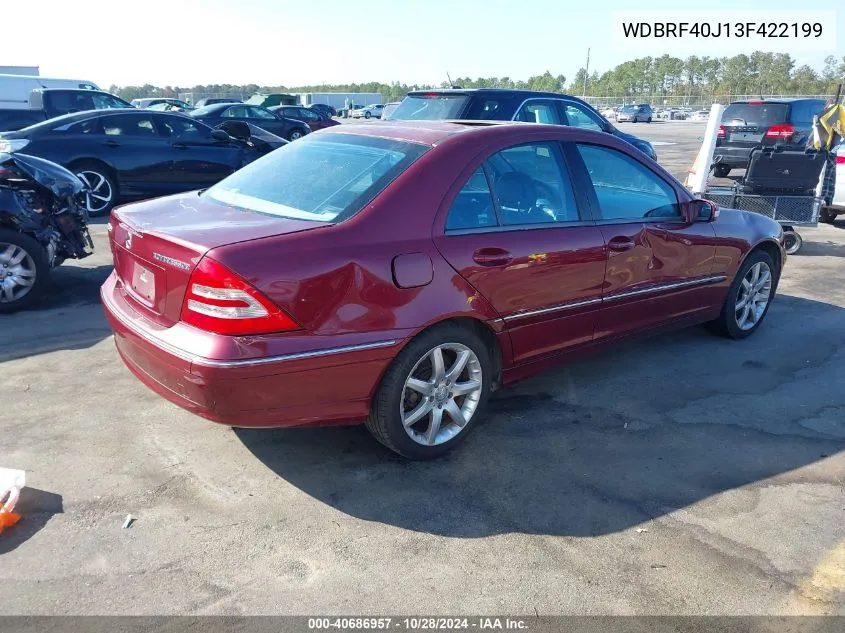 2003 Mercedes-Benz C 230 Kompressor Sport VIN: WDBRF40J13F422199 Lot: 40686957