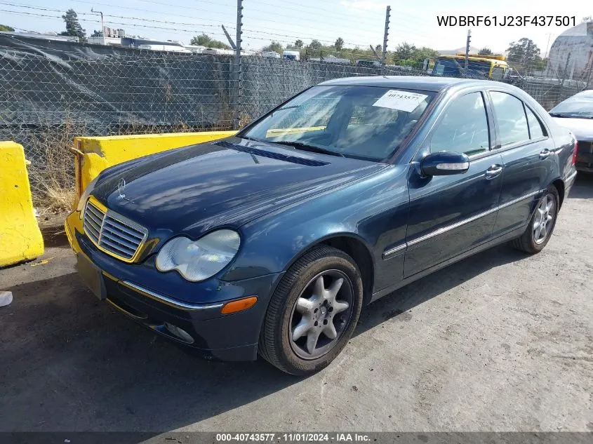 2003 Mercedes-Benz C 240 VIN: WDBRF61J23F437501 Lot: 40743577