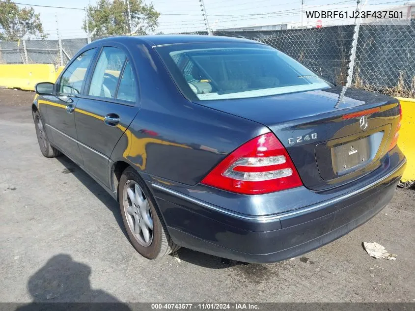 2003 Mercedes-Benz C 240 VIN: WDBRF61J23F437501 Lot: 40743577