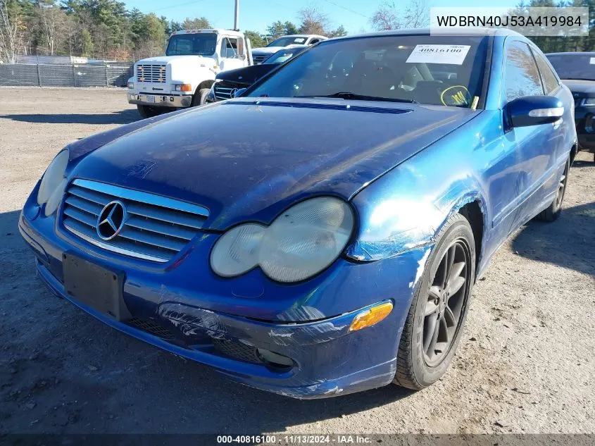 2003 Mercedes-Benz C 230 Kompressor Sport VIN: WDBRN40J53A419984 Lot: 40816100