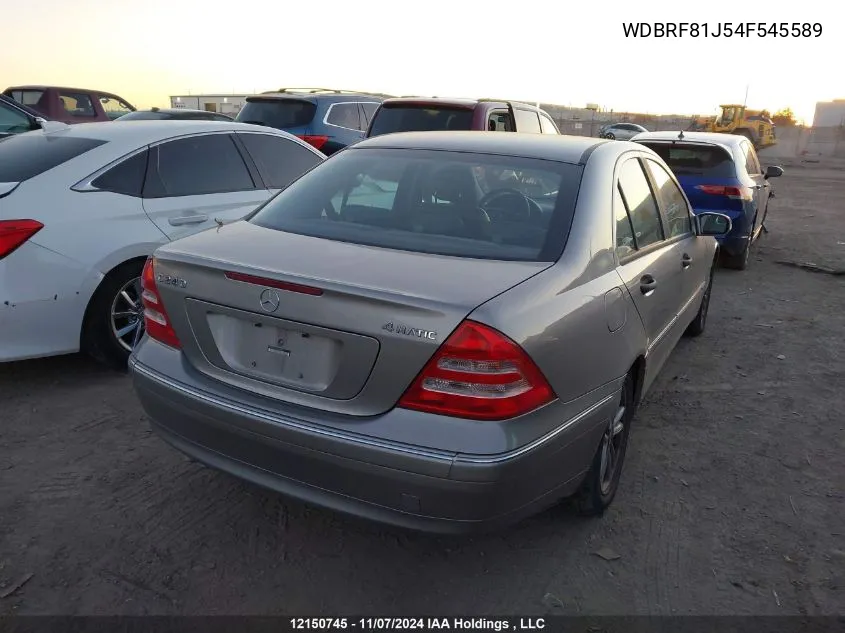 2004 Mercedes-Benz C 240 4Matic VIN: WDBRF81J54F545589 Lot: 12150745