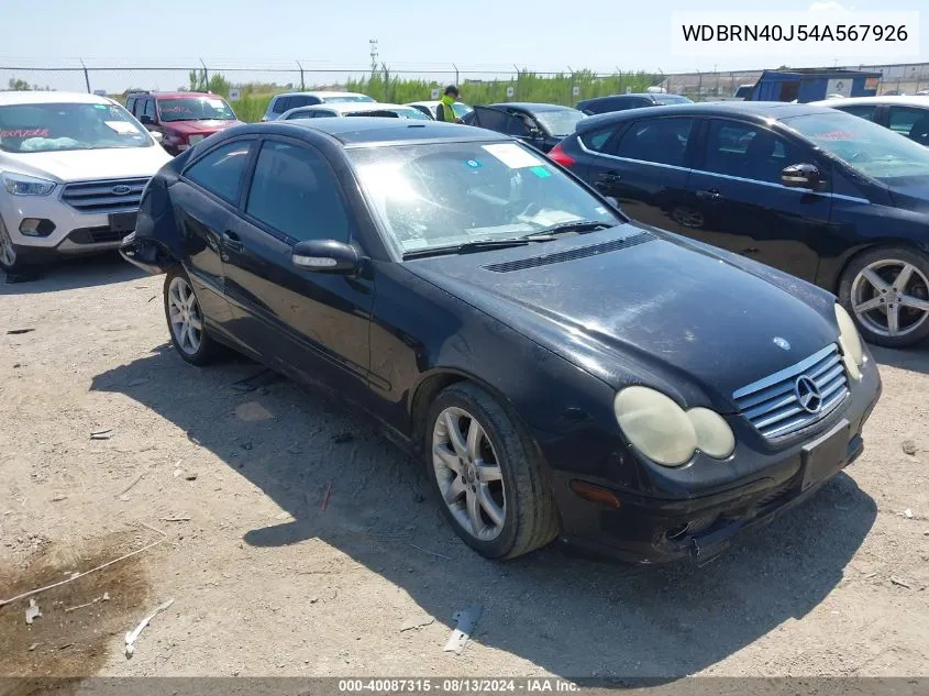 2004 Mercedes-Benz C 230 Kompressor Sport VIN: WDBRN40J54A567926 Lot: 40087315