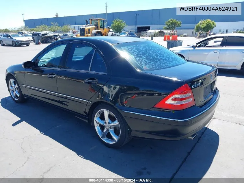 2004 Mercedes-Benz C 230 Kompressor Sport/Sport VIN: WDBRF40J04A624921 Lot: 40114390