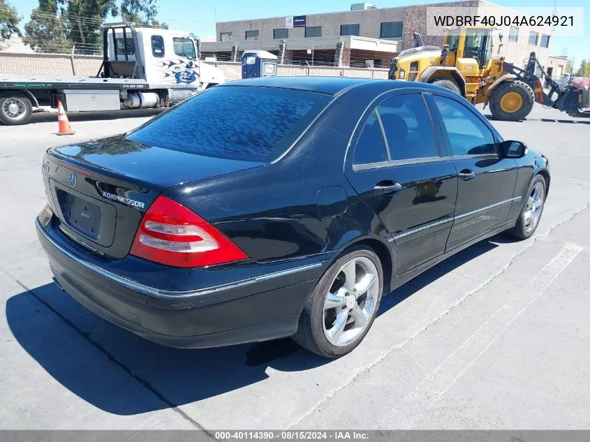 2004 Mercedes-Benz C 230 Kompressor Sport/Sport VIN: WDBRF40J04A624921 Lot: 40114390