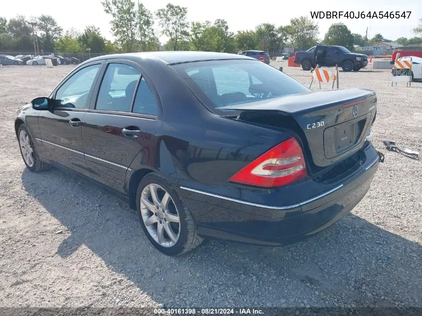 2004 Mercedes-Benz C 230 230K Sport Sedan VIN: WDBRF40J64A546547 Lot: 40161398