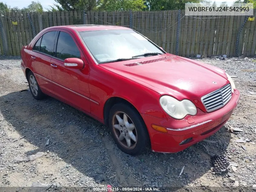 2004 Mercedes-Benz C 240 VIN: WDBRF61J24F542993 Lot: 40275215