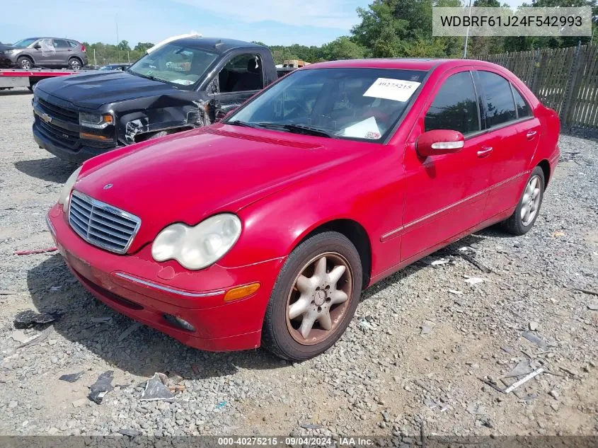 2004 Mercedes-Benz C 240 VIN: WDBRF61J24F542993 Lot: 40275215