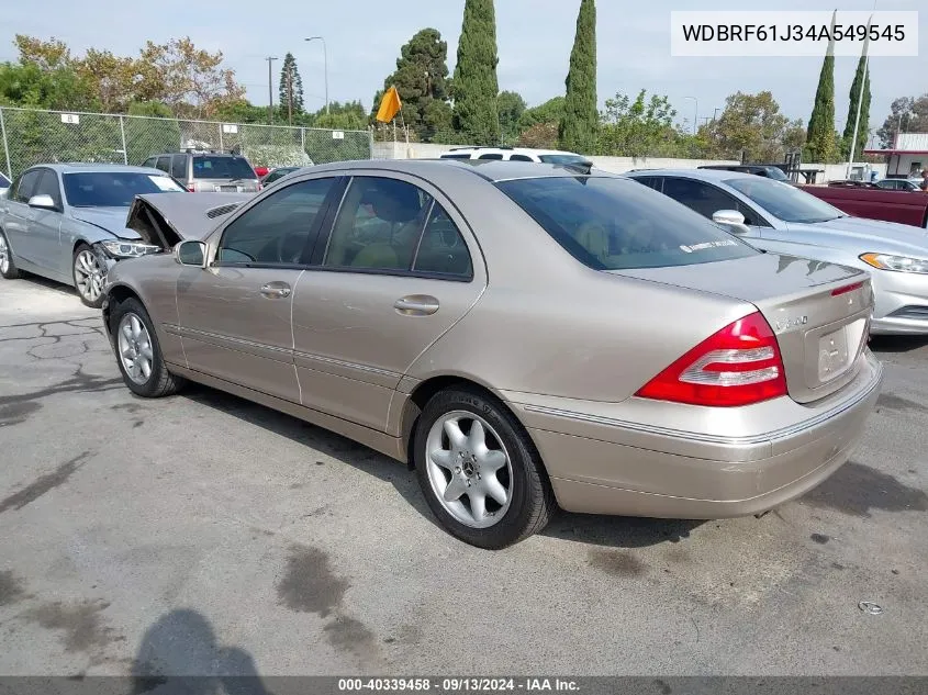 2004 Mercedes-Benz C 240 240 VIN: WDBRF61J34A549545 Lot: 40339458