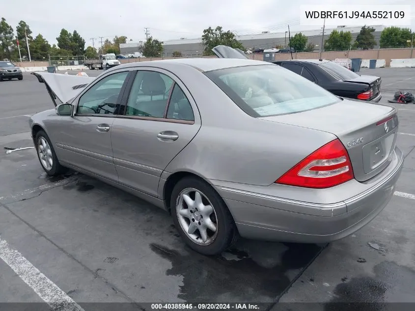 2004 Mercedes-Benz C 240 VIN: WDBRF61J94A552109 Lot: 40385945