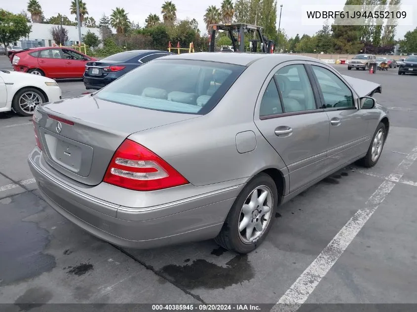 2004 Mercedes-Benz C 240 VIN: WDBRF61J94A552109 Lot: 40385945