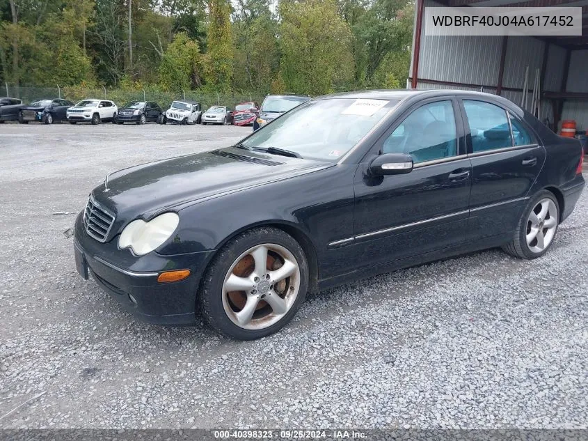 2004 Mercedes-Benz C 230 Kompressor Sport/Sport VIN: WDBRF40J04A617452 Lot: 40398323