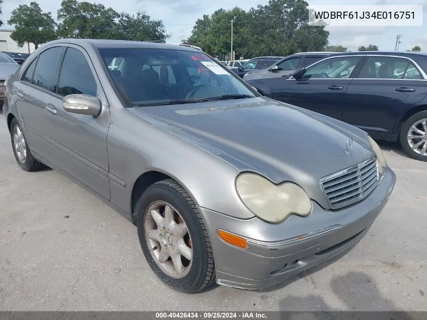 2004 Mercedes-Benz C 240 VIN: WDBRF61J34E016751 Lot: 40426434