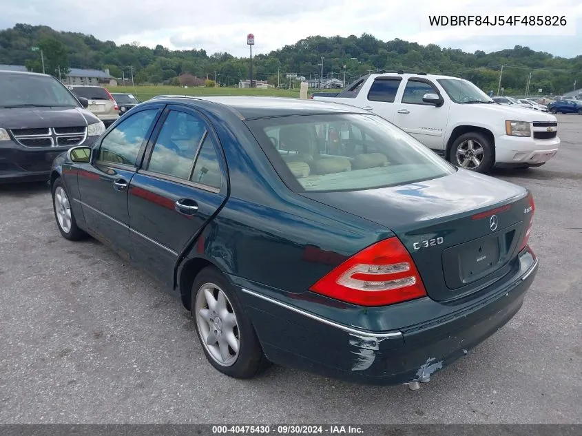 2004 Mercedes-Benz C 320 4Matic VIN: WDBRF84J54F485826 Lot: 40475430