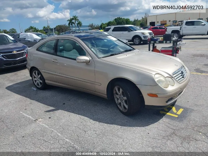 2004 Mercedes-Benz C 230 Kompressor Sport VIN: WDBRN40J04A592703 Lot: 40499409