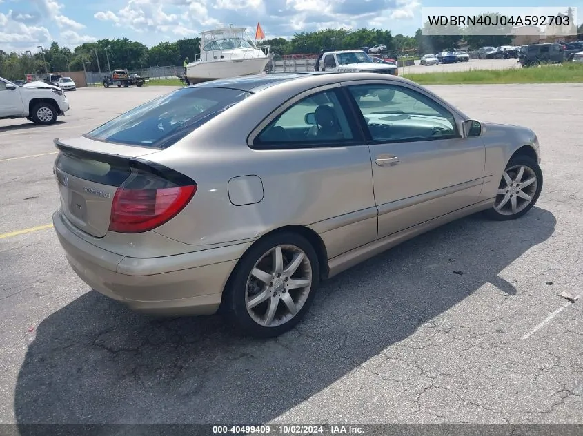 2004 Mercedes-Benz C 230 Kompressor Sport VIN: WDBRN40J04A592703 Lot: 40499409