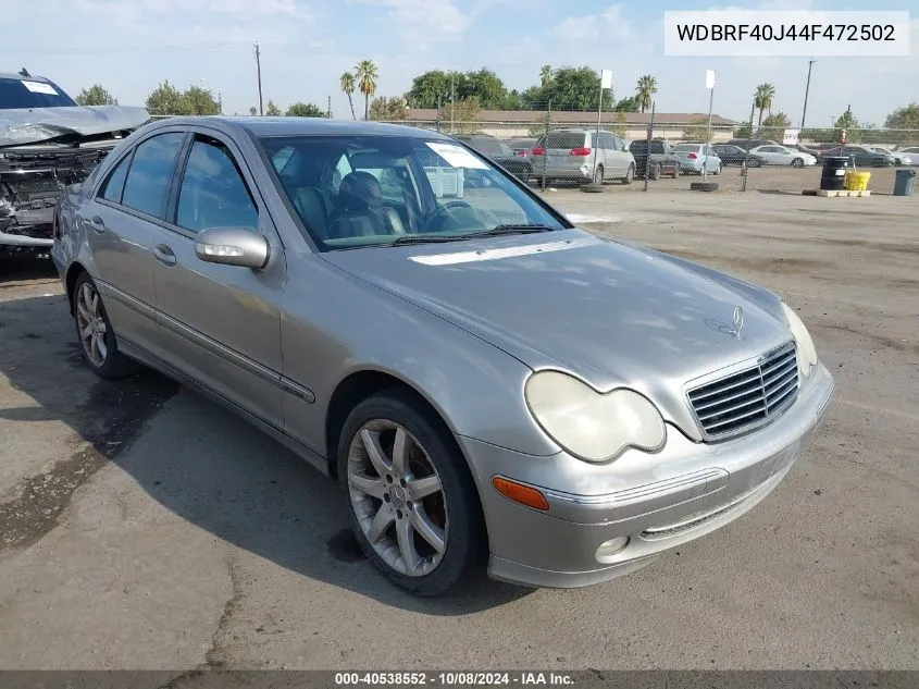 2004 Mercedes-Benz C 230 Kompressor Sport/Sport VIN: WDBRF40J44F472502 Lot: 40538552