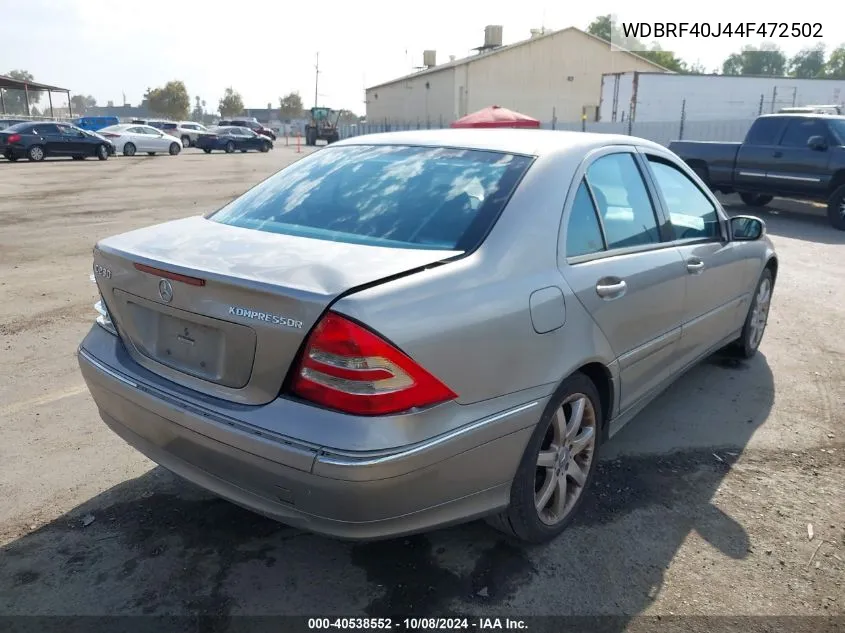 2004 Mercedes-Benz C 230 Kompressor Sport/Sport VIN: WDBRF40J44F472502 Lot: 40538552