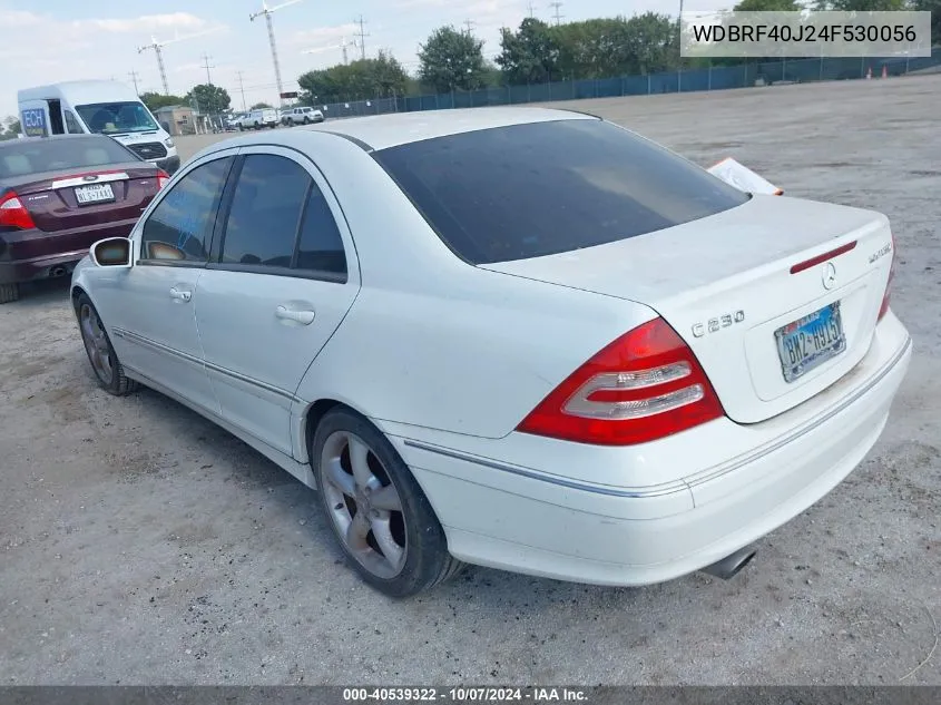 2004 Mercedes-Benz C 230 Kompressor Sport/Sport VIN: WDBRF40J24F530056 Lot: 40539322