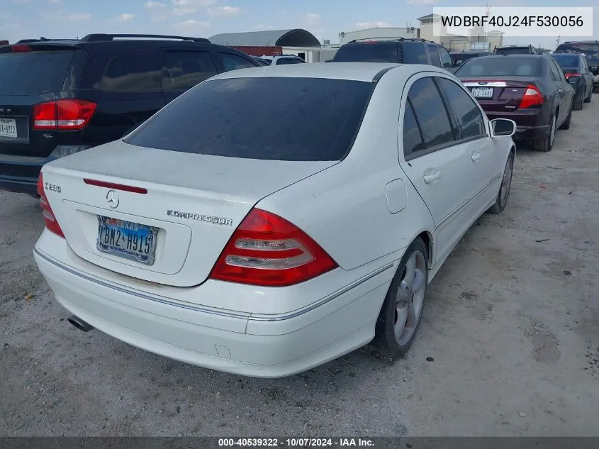 2004 Mercedes-Benz C 230 Kompressor Sport/Sport VIN: WDBRF40J24F530056 Lot: 40539322