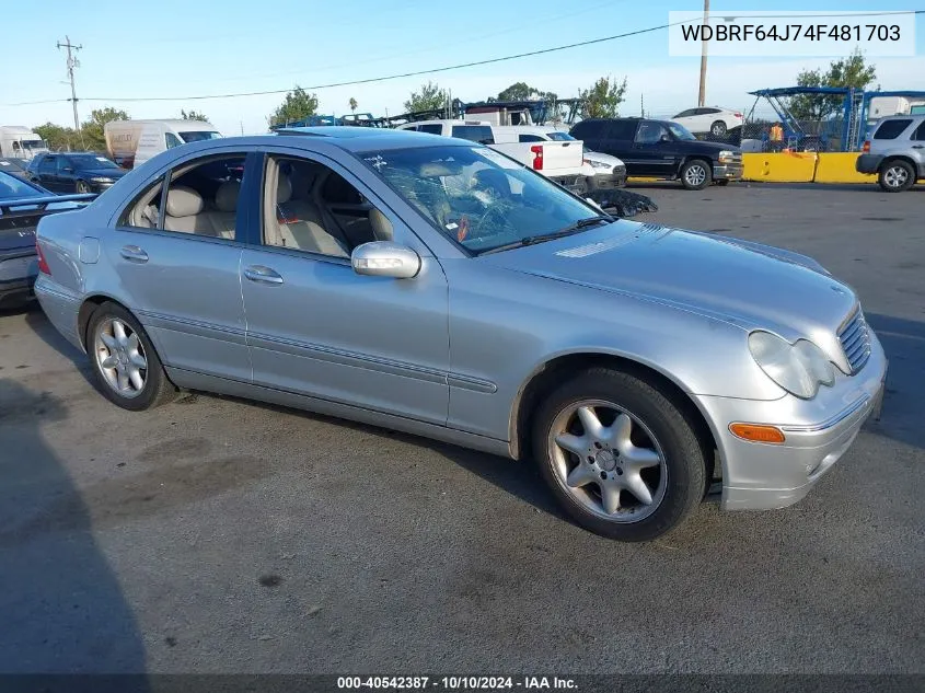 2004 Mercedes-Benz C 320 Sport VIN: WDBRF64J74F481703 Lot: 40542387