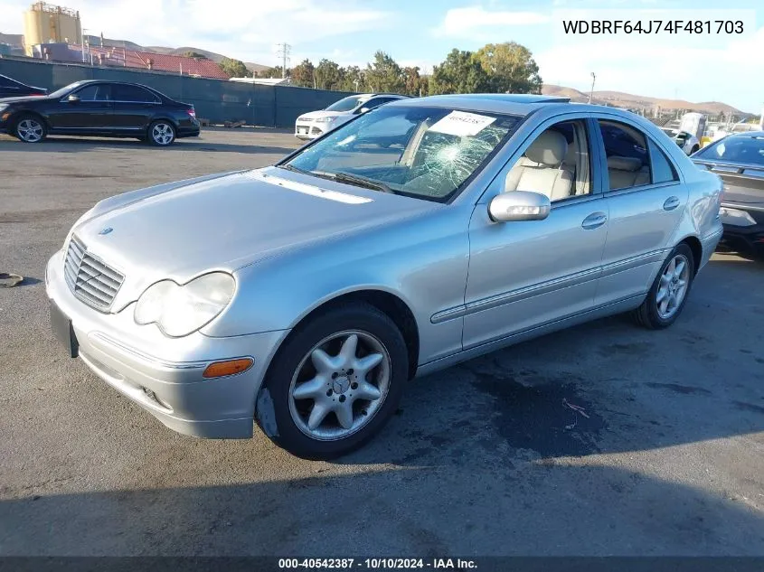 2004 Mercedes-Benz C 320 Sport VIN: WDBRF64J74F481703 Lot: 40542387