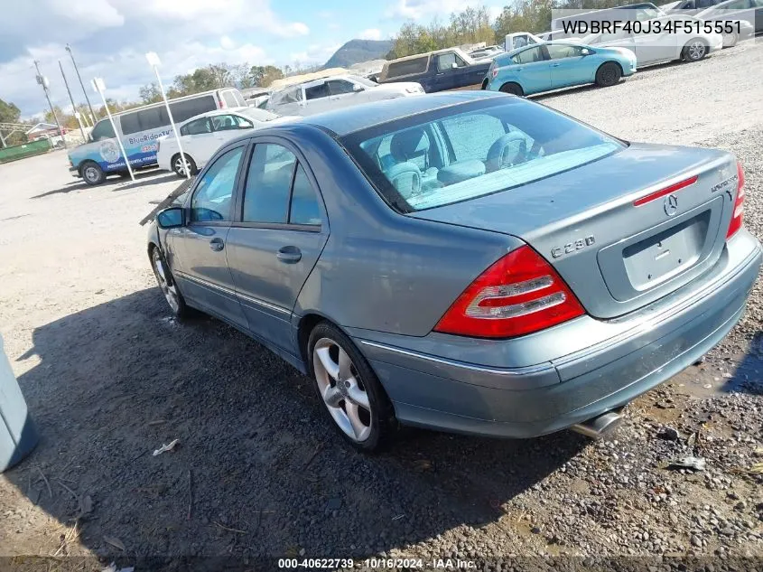 2004 Mercedes-Benz C 230 Kompressor Sport/Sport VIN: WDBRF40J34F515551 Lot: 40622739