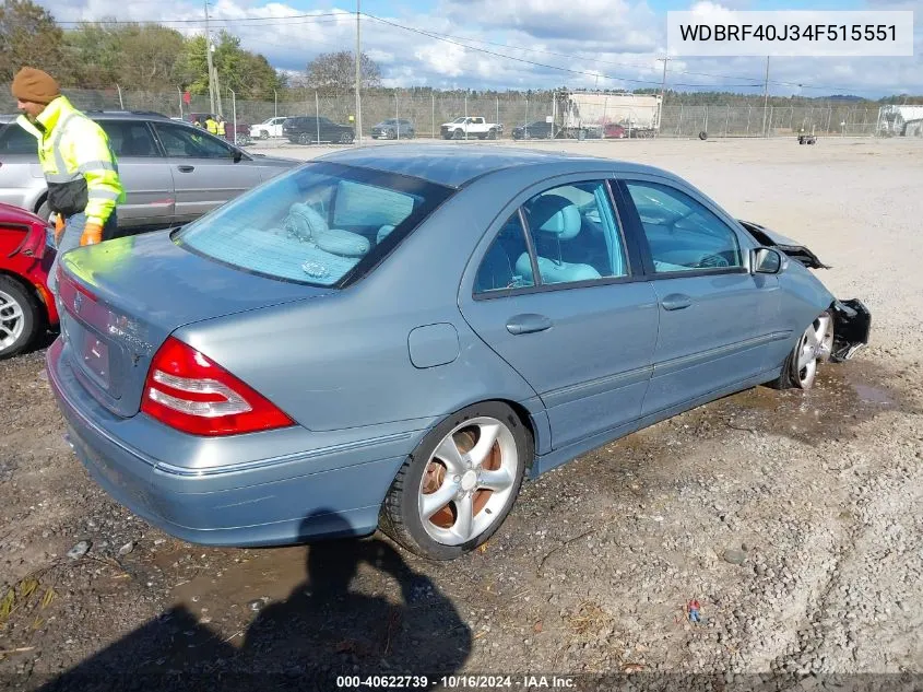 2004 Mercedes-Benz C 230 Kompressor Sport/Sport VIN: WDBRF40J34F515551 Lot: 40622739